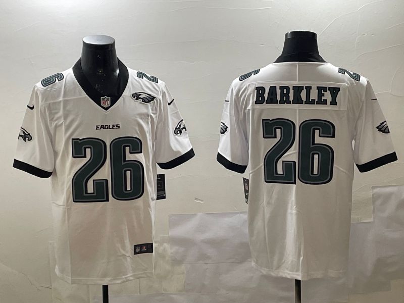 Men Philadelphia Eagles #26 Barkley White Second generations 2025 Nike Vapor Limited NFL Jersey style 5